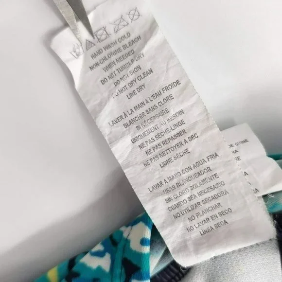 Chaps 12 Blue Green Yellow Abstract Paisley Neck Tie Padded Tankini Swimsuit Top - Picture 9 of 11